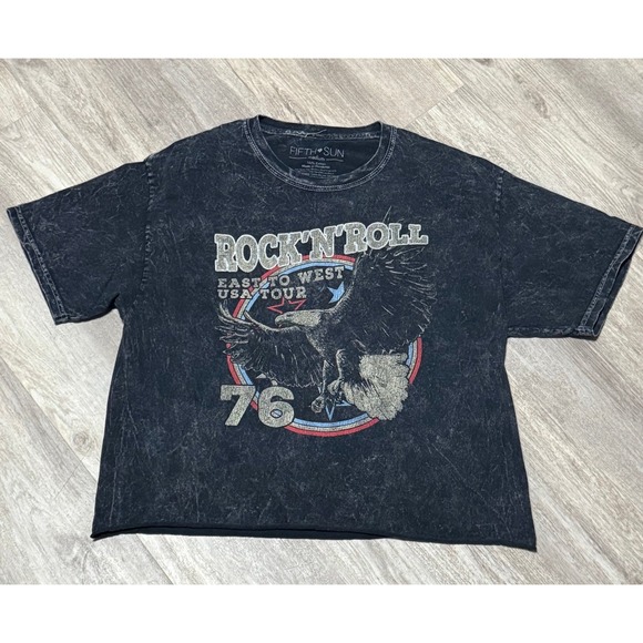Fifth Sun medium crop top‎ gray rock and roll - Picture 1 of 5